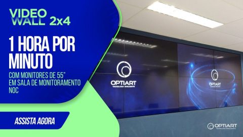 VideoWall 2x4 de 55" — instalação Optiart em timelapse