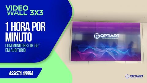 VideoWall 3x3 de 55" — instalação Optiart em timelapse