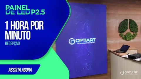 Painel de LED P2.5 em recepção — instalação Optiart em timelapse