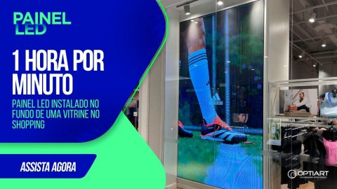 Painel de LED em vitrine — instalação Optiart em timelapse